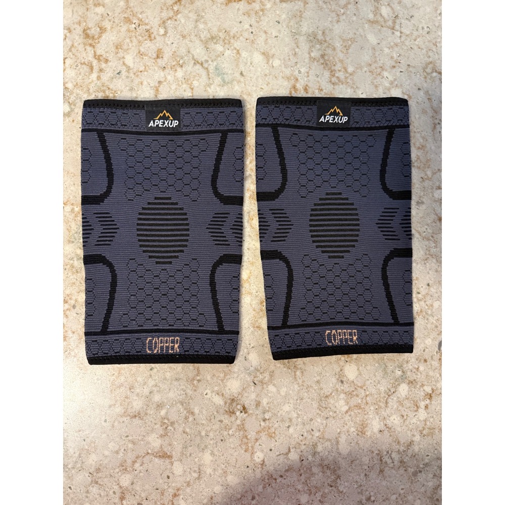 APEXUP Copper Knee Brace Compression Sleeve Pair Black Medium Support Sports Gym